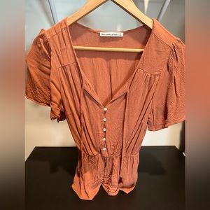 Abercrombie & Fitch brick/blood orange peplum blouse